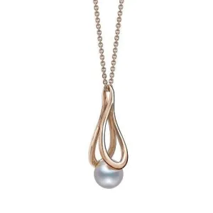 Mikimoto 18ct Rose Gold 7.5mm White Akoya Pearl Moon Drop Necklace
