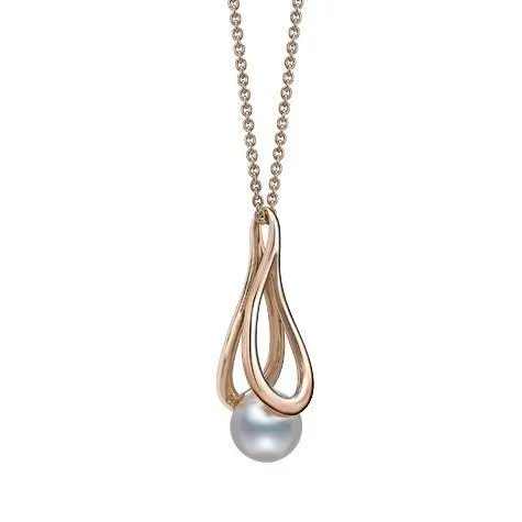 Mikimoto 18ct Rose Gold 7.5mm White Akoya Pearl Moon Drop Necklace