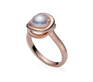 Mikimoto 18ct Rose Gold 7mm White Akoya Pearl Square Framed Ring