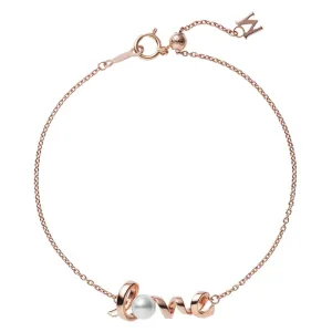 Mikimoto 18ct Rose Gold White Akoya Pearl and Diamond 'Love' Bracelet