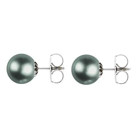 Mikimoto 18ct White Gold 11mm A  Black South Sea Pearl Stud Earrings