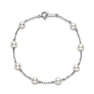 Mikimoto 18ct White Gold 5.5mm White Akoya Pearl Bracelet