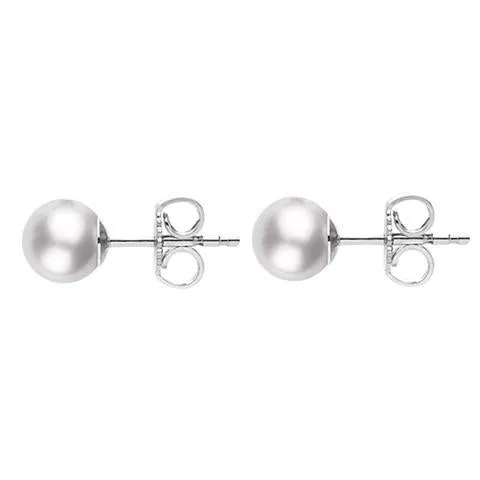 Mikimoto 18ct White Gold 6.5mm White Grade A Pearl Stud Earrings