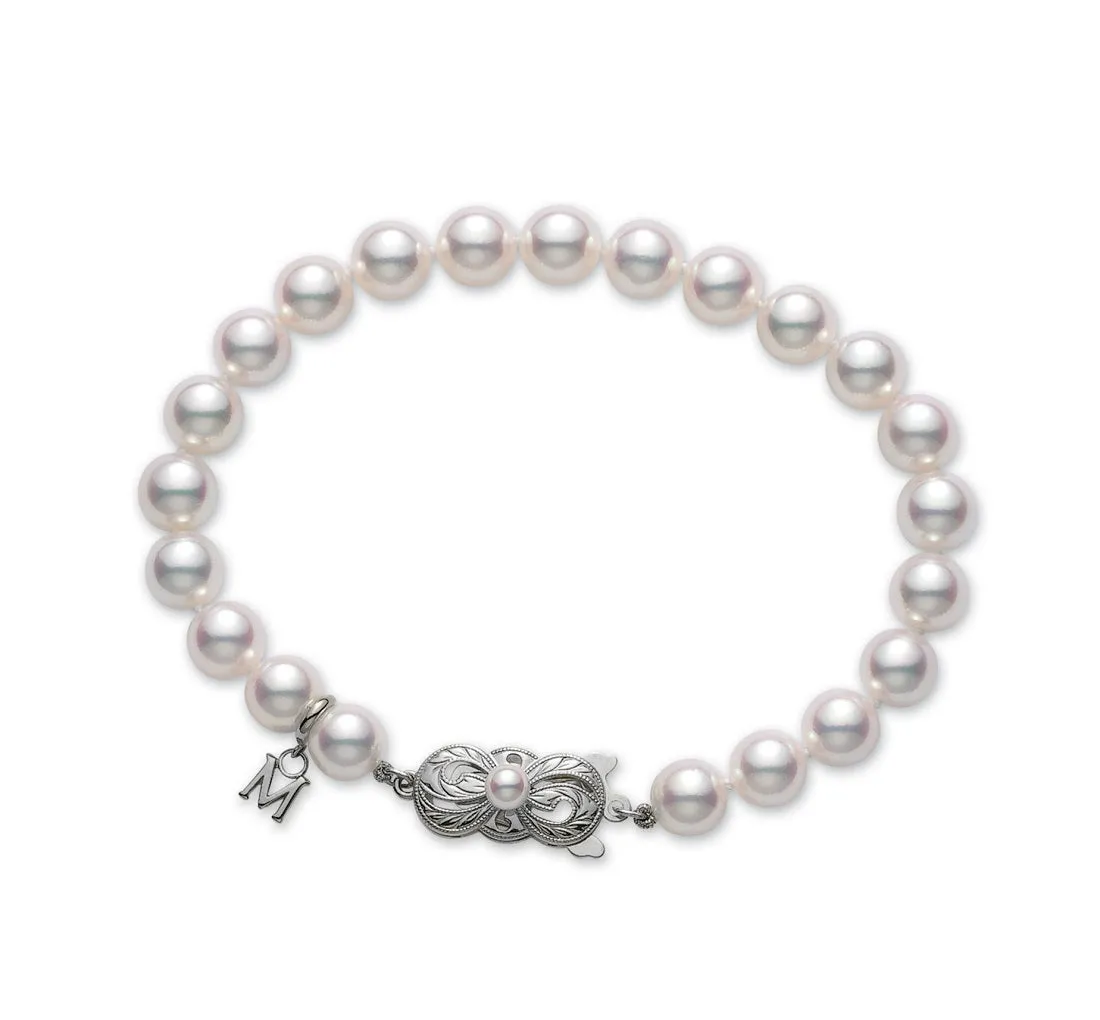 Mikimoto 18ct White Gold 6mm White Grade A1 Akoya Pearl Bracelet