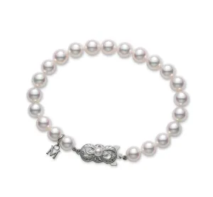 Mikimoto 18ct White Gold 6mm White Grade A1 Akoya Pearl Bracelet