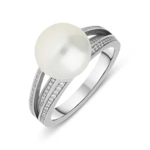 Mikimoto 18ct White Gold Diamond 11mm White South Sea Pearl Ring D