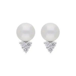 Mikimoto 18ct White Gold Diamond 8.00mm Akoya Pearl Stud Earrings