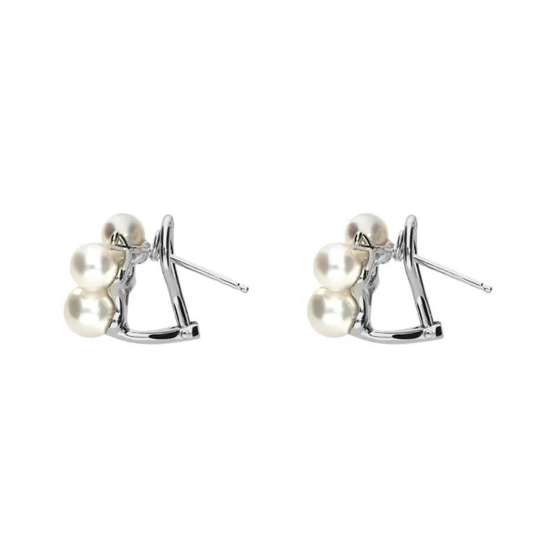 Mikimoto 18ct White Gold Diamond White Akoya Pearl Bubble Earrings