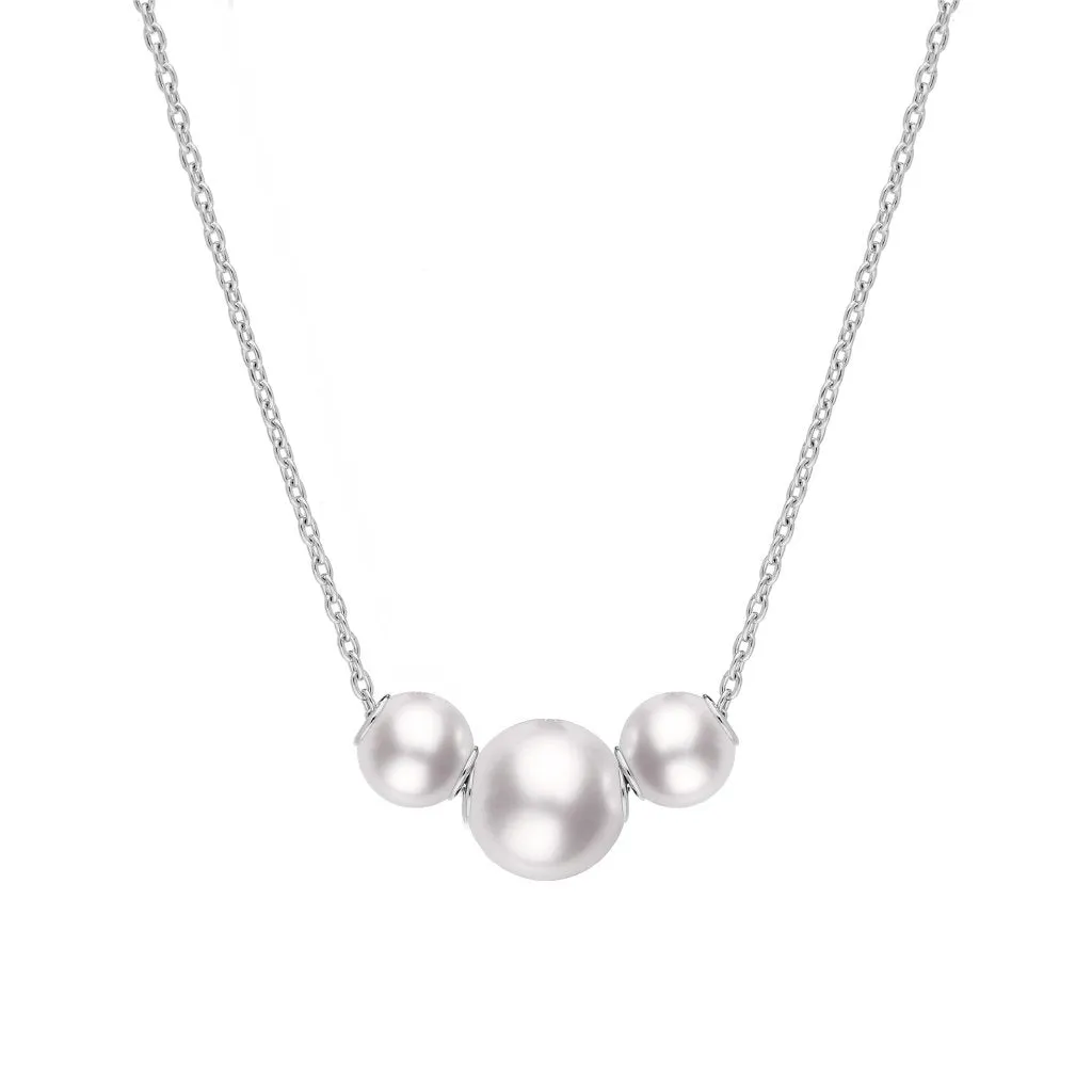 Mikimoto 18ct White Gold White Akoya Pearl Triple Necklace