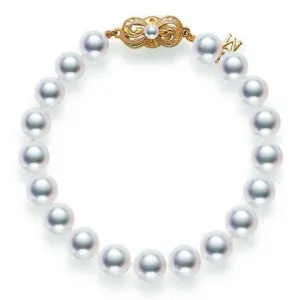 Mikimoto 18ct Yellow Gold 5.5mm White A1 Akoya Pearl Bracelet