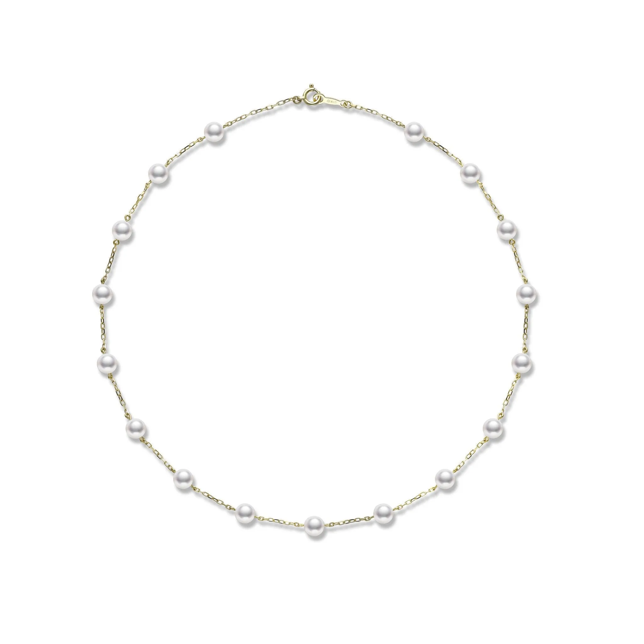 Mikimoto 18ct Yellow Gold 5.5mm White Akoya Pearl Necklace