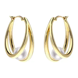 Mikimoto 18ct Yellow Gold 6mm White Akoya Pearl Hoop Earrings D