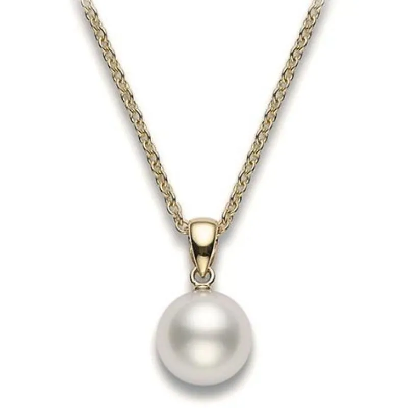 Mikimoto 18ct Yellow Gold 7.5mm White AA Akoya Pearl Necklace