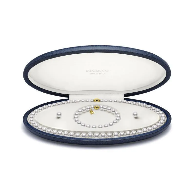 Mikimoto 18ct Yellow Gold Akoya Pearl Necklace, Bracelet and Earring Set