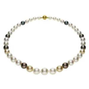 Mikimoto 18ct Yellow Gold Black White & Gold South Sea Pearl Necklace