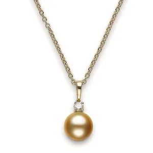 Mikimoto 18ct Yellow Gold Diamond 10mm Golden A  South Sea Pearl Necklace
