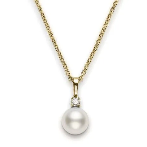 Mikimoto 18ct Yellow Gold Diamond 10mm White A  South Sea Pearl Necklace