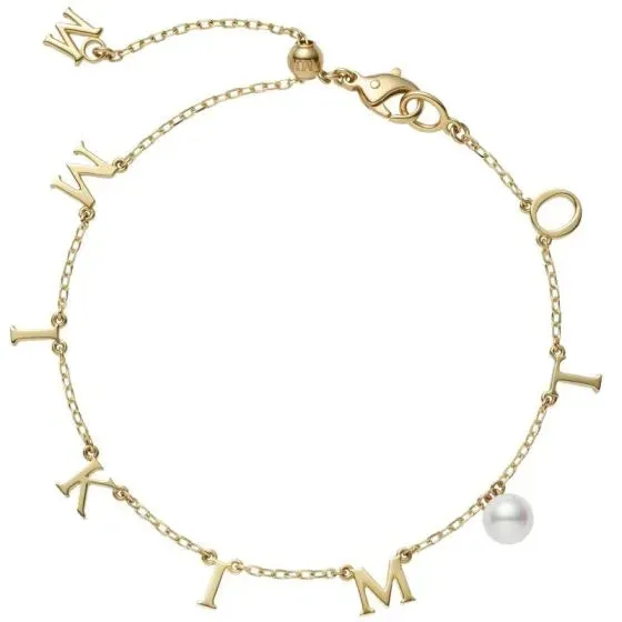 Mikimoto 18ct Yellow Gold White Akoya Pearl Adjustable Bracelet