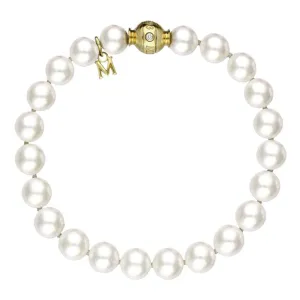 Mikimoto 18ct Yellow Gold White Akoya Pearl Diamond Bracelet
