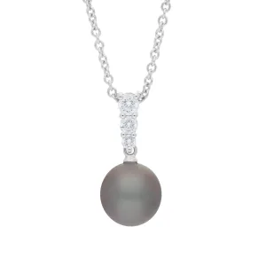 Mikimoto Black South Sea 18ct White Gold Pearl and 0.24ct Diamond Pendant