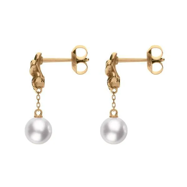 Mikimoto Dandelion 18ct Rose Gold Diamond Pearl Earrings