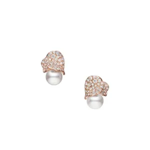 Mikimoto Les Petales Place Vendome 18ct Rose Gold Pearl Diamond Earrings