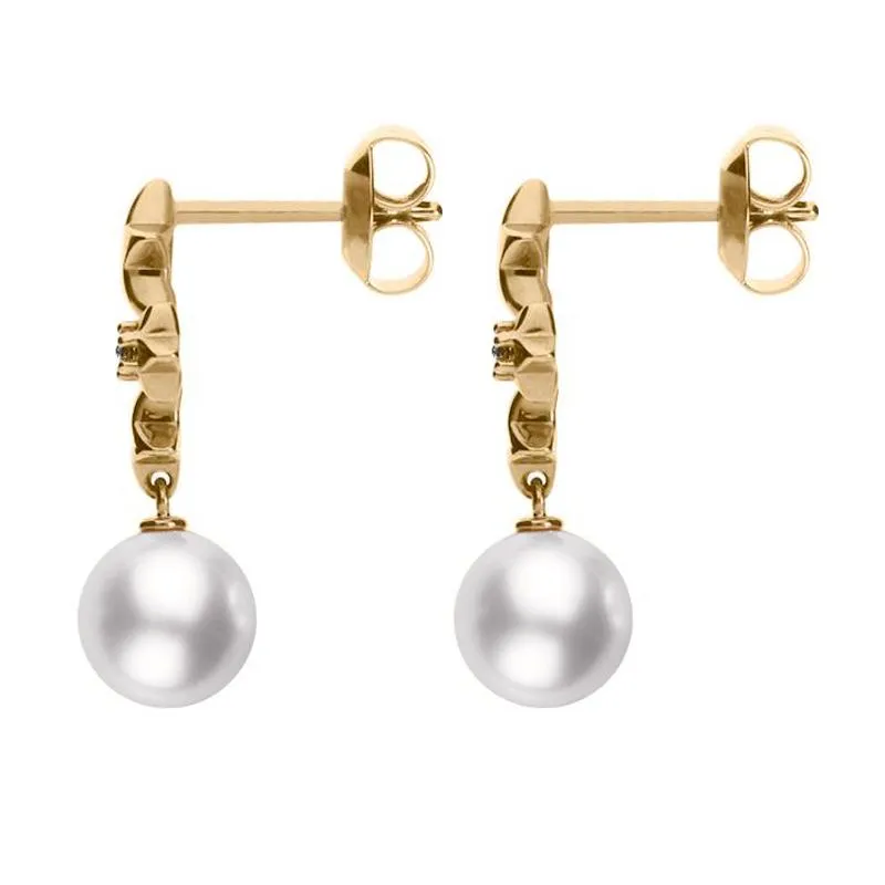 Mikimoto Starry Night 18ct Rose Gold Diamond Pearl Earrings