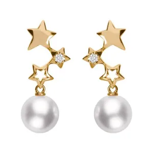 Mikimoto Starry Night 18ct Rose Gold Diamond Pearl Earrings