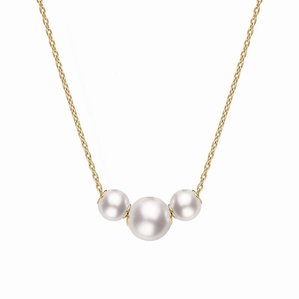 Mikimoto Jewels In Motion 18ct Yellow Gold White Akoya Pearl Necklace