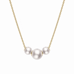 Mikimoto Jewels In Motion 18ct Yellow Gold White Akoya Pearl Necklace