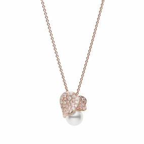 Mikimoto Les Petales Place Vendome 18ct Rose Gold Pearl Diamond Necklace