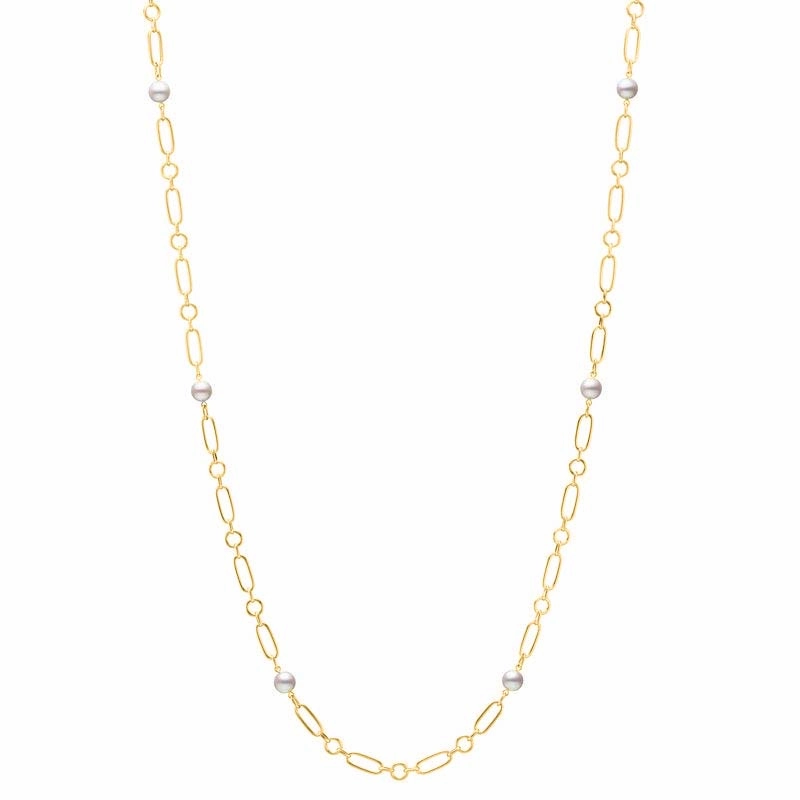 Mikimoto M Code 18ct Yellow Gold White Akoya Pearl Necklace