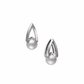 Mikimoto M Collection 18ct White Gold Diamond White Akoya Pearl Earrings