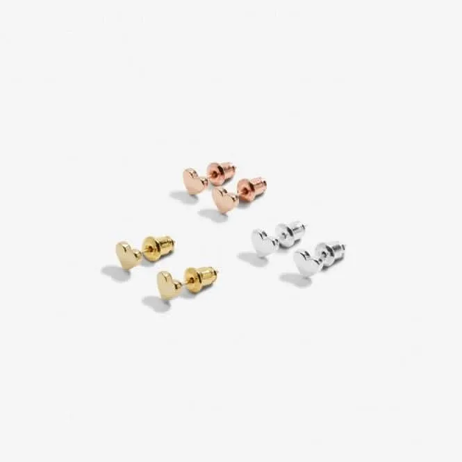 Mini Charms Hearts Silver Gold Rose Gold Earrings 7059