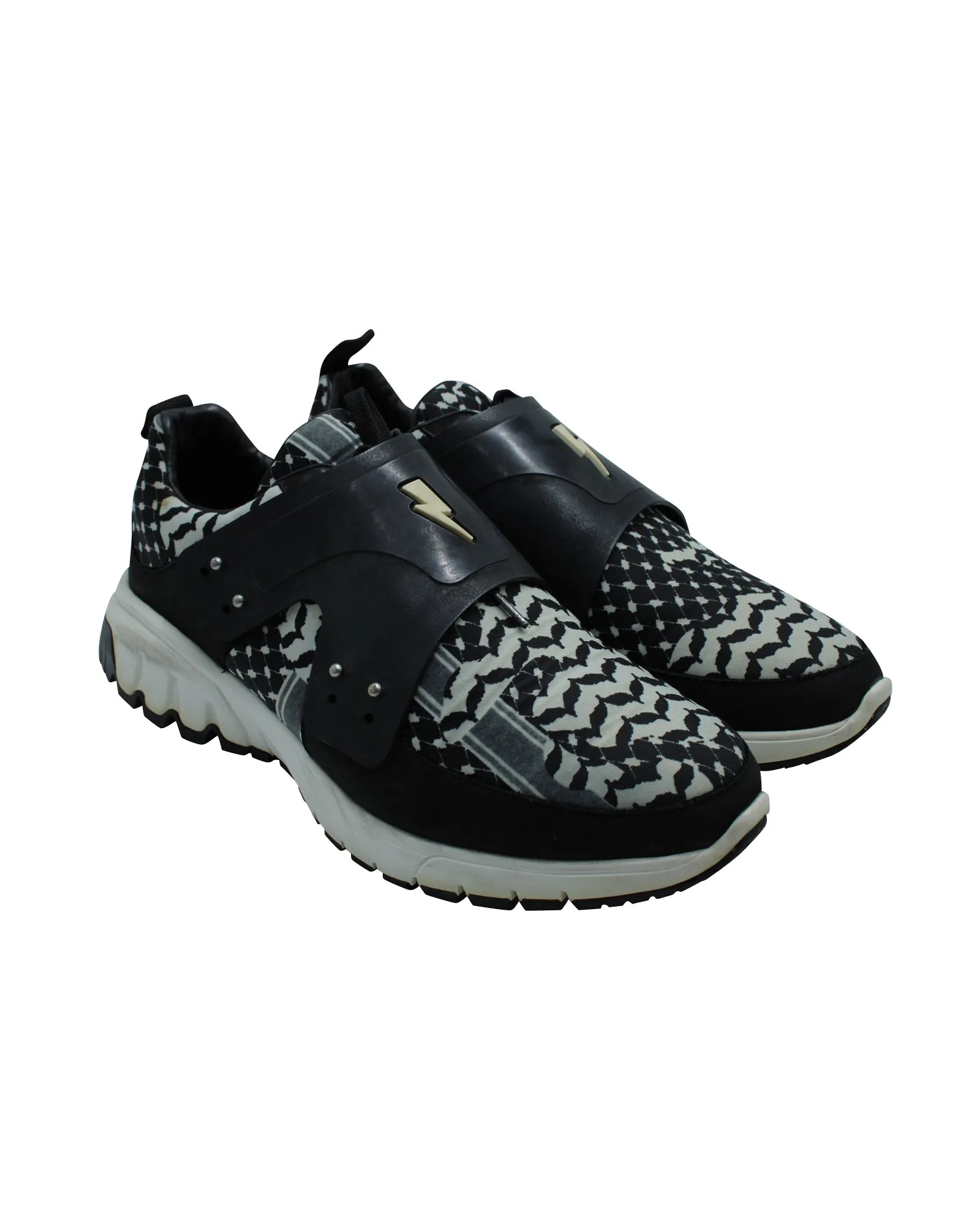 Neil Barrett Nubuck and Leather-Trimmed Printed Sneakers in Multicolor Neoprene