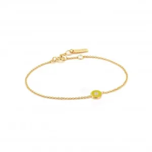 Neon Yellow Enamel Disc Gold Bracelet B040-02G-NY