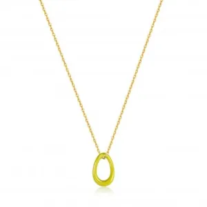 Neon Yellow Enamel Gold Twisted Pendant Necklace N040-03G-NY