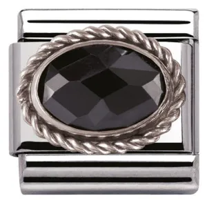 Nomination Charm Composable Classic Faceted Black Cubic Zirconia Steel