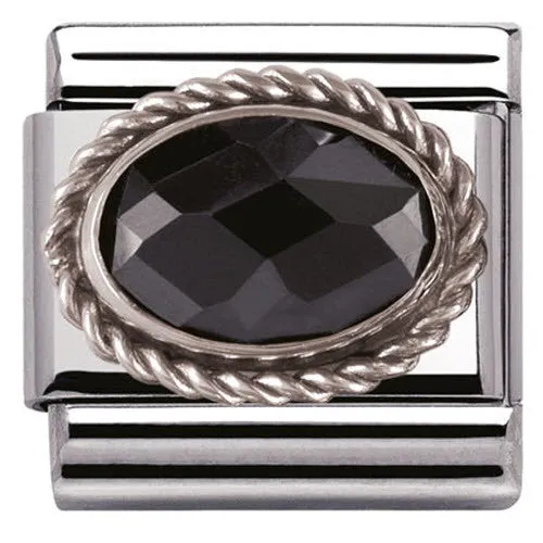 Nomination Charm Composable Classic Faceted Black Cubic Zirconia Steel