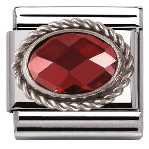 Nomination Charm Composable Classic Faceted Red Cubic Zirconia Steel
