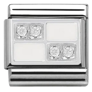 Nomination Charm Composable Classic Symbols White Chessboard Steel