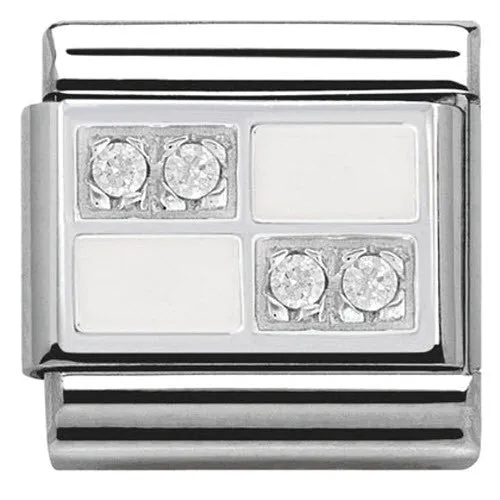Nomination Charm Composable Classic Symbols White Chessboard Steel
