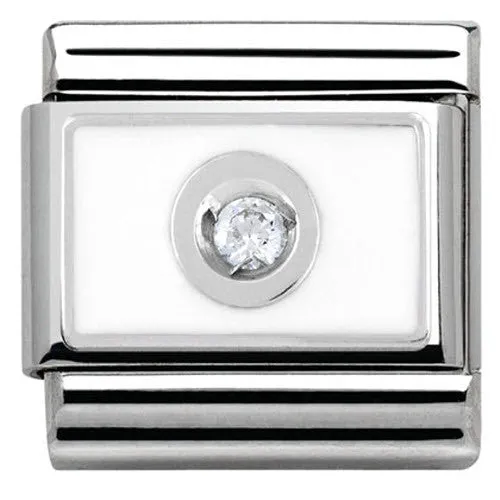 Nomination Charm Composable Link with Colored Plate White on White Steel