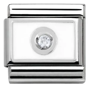 Nomination Charm Composable Link with Colored Plate White on White Steel