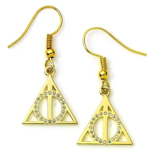 Official Harry Potter Gold Plated Sterling Silver Deathly Hallows Drop Earrings