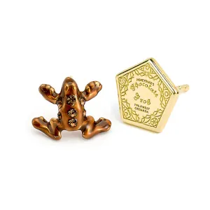 Official Harry Potter Sterling Silver Gold Plated Chocolate Frog Stud Earrings