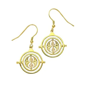 Official Harry Potter Sterling Silver Gold Plated Time Turner Drop Earrings