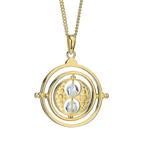 Official Harry Potter Sterling Silver Gold Plated Time Turner Embellished Necklace