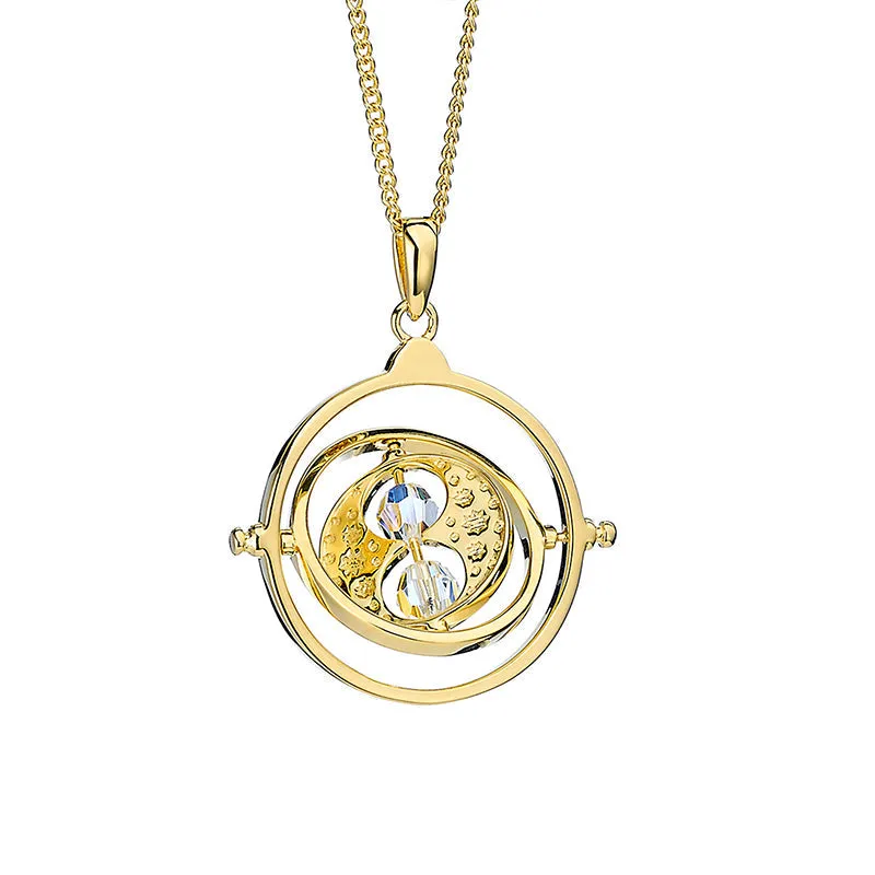 Official Harry Potter Sterling Silver Gold Plated Time Turner Embellished Necklace