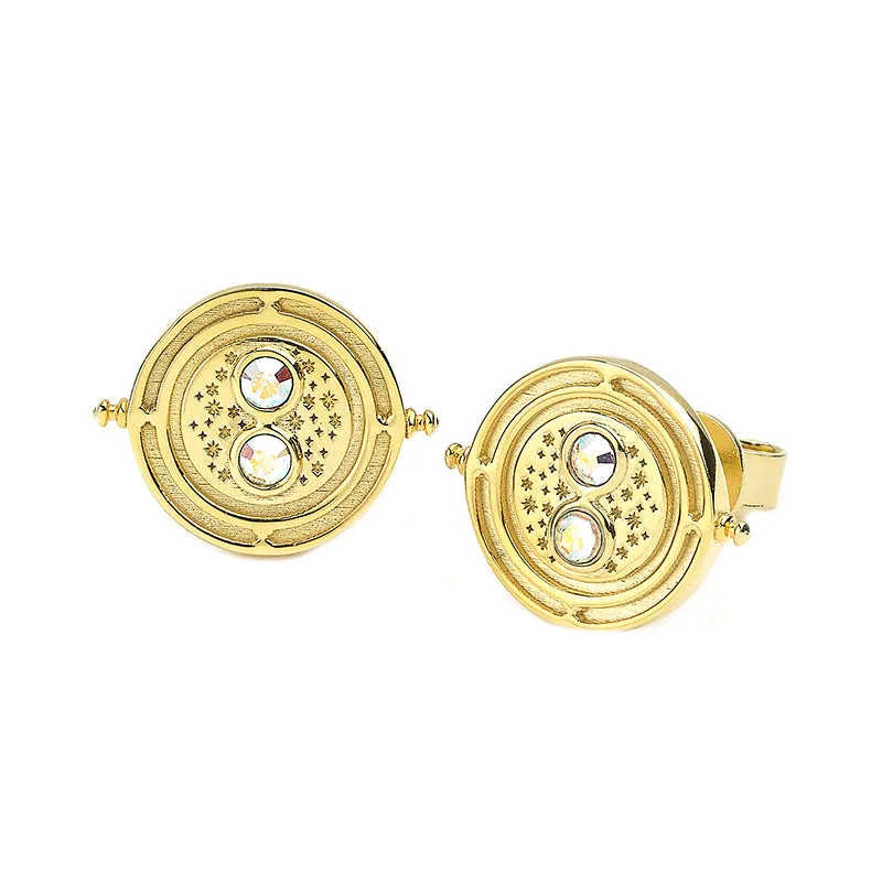 Official Harry Potter Sterling Silver Gold Plated Time Turner Stud Earrings